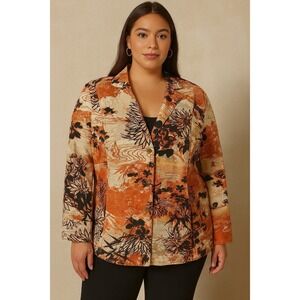 Coldwater Creek Fall Autumn Snap Front snap cuffs Brown Orange Jacket XL 18